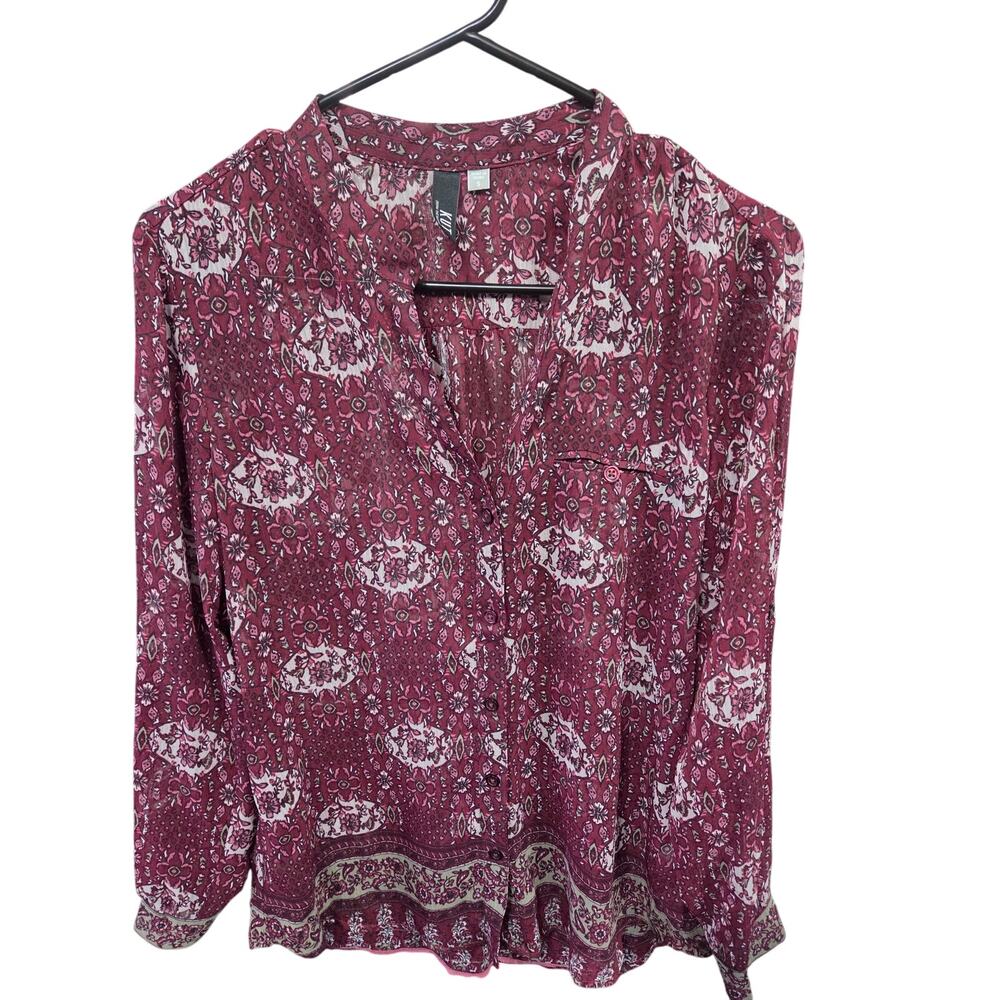 Maroon Long Sleeve Blouse - Kut from the Kloth - S